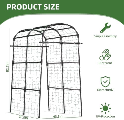 Garden Arch Trellis 71×43×83in PE Coated Metal Arbor for Outdoor Vines - Image 3