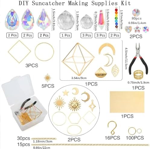 CREATCABIN 400Pcs DIY Suncatchers Making Kits Crystal Sun Catcher Kit Prism Suncatcher Supplies Craft Stained Glass Window Hanging with Rainbow Maker Pendant for Adults Indoor Outdoor Garden Decor - Image 2
