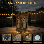 Solar Lantern Outdoor Garden Hanging Lantern Gothic Stained Glass Window Art Nouveau Saint Eucalyptus Waterproof Solar Powered Lighting Outside Table Lamp for Patio Deck Yard Camping - Image 2