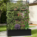 Privacy Planters for Patio – Metal Raised Garden Bed with Trellis and Privacy Screen, 71"×47.2"×16" Planter Box with Drainage Holes for Climbing Plants, Vegetables, and Vines, Outdoor Backyard Black by HOLCEPZN