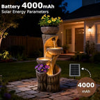 4 Tiered Solar Water Fountain Outdoor Garden Waterfall Fountains - Image 7