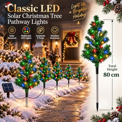 Solar Christmas Tree Pathway Lights, 5-Pack Classic LED - Image 3