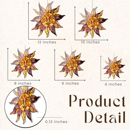 Sun Acrylic Suncatcher Size 12 inches, Boho Stained Glass Effect Window Hanging Ornament, Garden Decor, Gift for Mother's Day - Image 3
