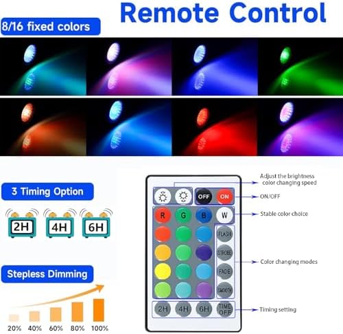 SHOYO Pond Lights Submersible Fountain Light Smart Colored Timer, 4 Lights - Image 4