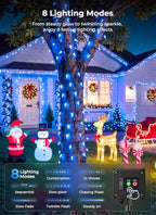 Blue C6 Solar Christmas Lights Outdoor, 2 Pack Total 45.28ft 100 LED Solar String lights Waterproof IP65, Twikle Fairy Light Christmas Tree Decorations for Yard Patio Fence Garden Wedding Party Decor - Image 2