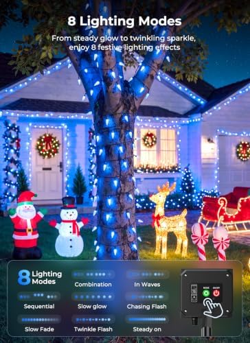 Blue C6 Solar Christmas Lights Outdoor, 2 Pack Total 45.28ft 100 LED Solar String lights Waterproof IP65, Twikle Fairy Light Christmas Tree Decorations for Yard Patio Fence Garden Wedding Party Decor - Image 2