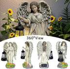 NBQQ Solar Resin Angel Statue with Lantern and Succulent LED Lights - Image 4