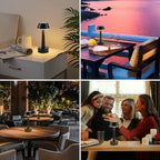 2 Pack Small Cordless Table Lamp for Restaurant, Black Metal Lamp - Image 5