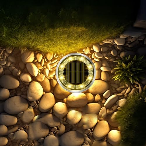 Jouierty Solar Ground Lights Outdoor, 8 Pack Solar Powered Disc Lights, Waterproof Landscape Lighting for Pathway Garden Yard Lawn Walkway - Image 5