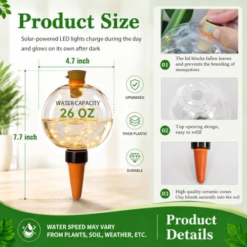 4 Pack 26oz Extra Large Plant Self Watering Globes to 3 Weeks Watering - Image 4