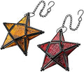 Romadedi 2-Pack Orange & Red Glass Hanging Star Lanterns for Tea Light by ROMADEDI
