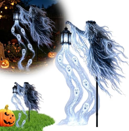 Halloween Soul Harvester Animated Solar Powered Garden Light,Halloween Ghost Yard Light, Solar Witch and Glowing Soul Stake, for Lawns, Gardens, Porches, Walkways and Seasonal Outdoor Displays (#A) by Unknown