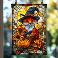 Witch Fox Sunflower Pumpkin Fall Acrylic Suncatcher by AVAGAN