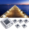 Solar Dock Lights Outdoor 6 Pack, IP68 Waterproof Driveway Lights, White by Etetale