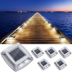 Solar Dock Lights Outdoor 6 Pack, IP68 Waterproof Driveway Lights, White by Etetale