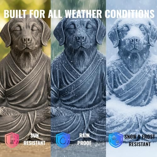 OLOMA Yoga Dog Sculpture Solid Concrete Stone Statue Weather Resistant Heavy Outdoor Indoor Garden Patio Decorative Accent for Tranquil Spaces - Image 6