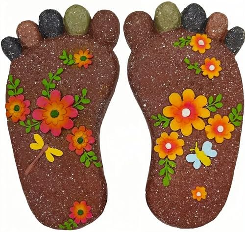 Outdoor Anti Slip Stepping Stones Set, DIY Footprint Shaped Paving Stones by QZSDBWHCBHomeDecor