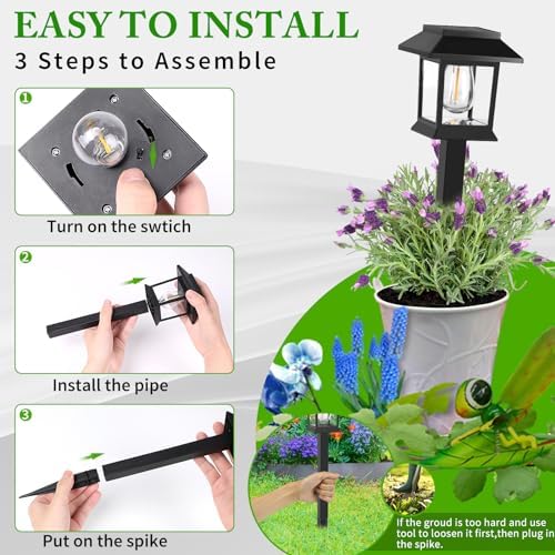 Greluna Solar Lights Outdoor,12 Pack 3000K Waterproof Auto On/Off Solar Pathway Lights for Your Garden, Landscape, Path, Yard, Patio, Driveway,Walkway Decor - Image 5