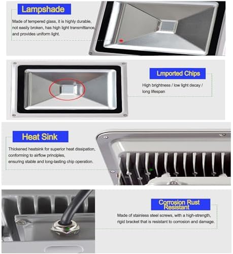Floodlights - Landscape Light, IP67 Outdoor Waterproof LED Landscape Tree Spotlights, Adjustable RGB Color-Changing Spotlight, for Green Illumination of Trees(Green,50W) - Image 3