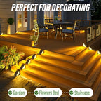 JSOT Solar Step Lights Suitable for Garden Patio Stair Decor Warm White-10P - Image 2