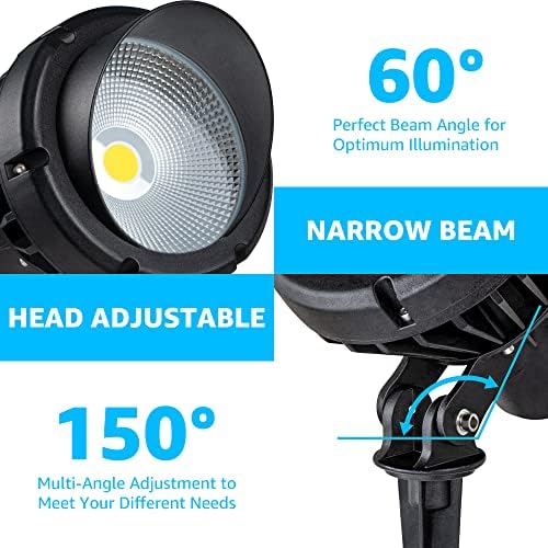 SUNVIE LED 40W Spot Lights Outdoor 5000K Daylight White Plug in Flag Pole Light 120V Ultra Bright Landscape Spotlights for Yard House Tree Lawn Signage Outdoor Spotlight with Stake & 5.5FT Cord - Image 6