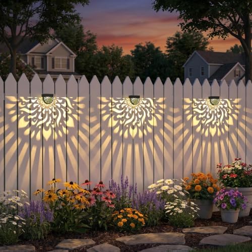 6 Pack Solar Fence Lights Wall lihgts Outdoor Decorations Solar Powered Step Deck Lights Warm Yellow Light Waterproof Decorative Lighting for Garden, Front Door, Backyard (Black) - Image 3