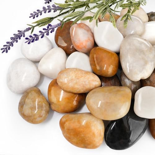 18lb Mixed River Rocks for Plants, 1-3" Pebbles for Indoor Plants by BIOMAND