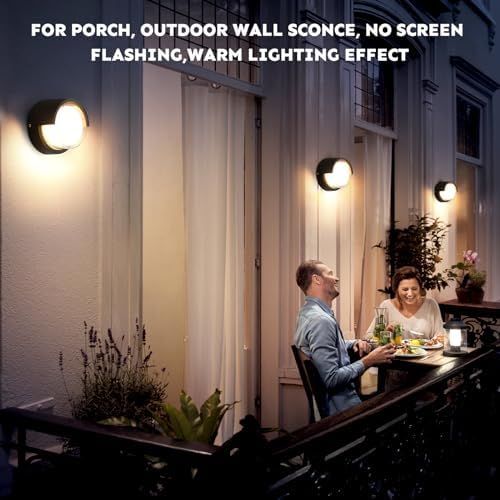R‑YY‑BD‑012‑3K Outdoor Wall Sconce, Round Aluminum Wall Light, 3000K Warm Light - Image 4