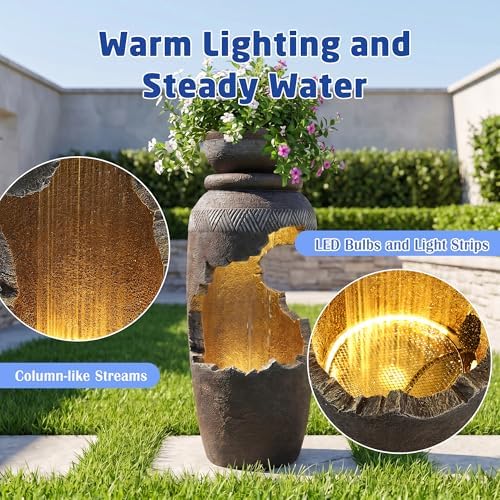 Garden Water Fountain, Outdoor Waterfall Fountain with LED Lights - Image 6