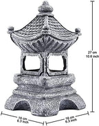 Garden Ornaments Decor Statue Outdoor,Outdoor Garden Sculpture Home Statues Pagoda Garden Statue with Solar Light Resin Pavillion Figurine Decor Lantern,Indoor/Outdoor Zen Sculptures - Image 3