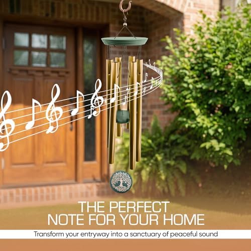 36" Windchimes Outdoors, Double Sided Engraving Pendant, Deep Tone 6 Aluminum Tubes & Pine Wood, Sympathy Gifts for Loss of a loved one, Includes Letter from Heaven & Acrylic Heart Plaque - Image 6