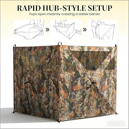Instant Setup 3-Panel Hunting Blind with One-Way Mesh, Camouflage Design - Image 4