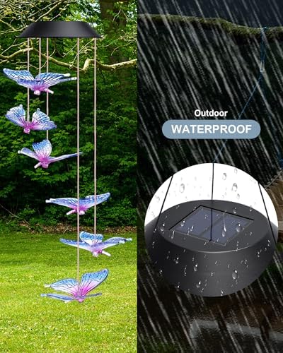 Suzile 4 Pcs Color Changing Solar Wind Chimes, Colorful Butterfly - Image 5