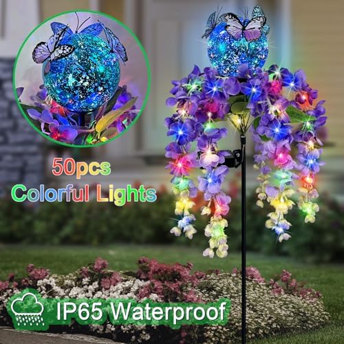 Wisteria Flower Solar Garden Stakes Pathway Lights,Yard Decorations Outdoor - Image 5