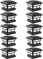 SIEDiNLAR Solar Post Cap Lights Outdoor 2 Modes, 10 Pack, Black, Warm/White by Siedinlar