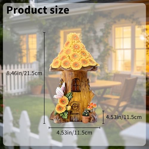 Sunflower House Statue Solar Light, Waterproof LED Decorative Lamp, Outdoor Solar-Powered Yard Art for Garden Patio Pathway Decoration & Housewarming Gift - Image 4