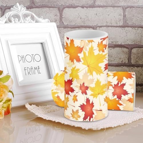 Stylish Fall Maple Leaves Flameless Candles with Remote and Timers Flickering Battery Operated Candles Thanksgiving Day LED Pillar Candles for Autumn Theme Home Decoration - Image 3