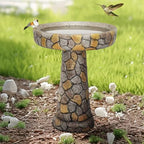 24" H Outdoor Concrete Bird Bath - 24" H * 18.8" Φ Mosaic Stone Design BirdBath Perfect for Adding Interest to Garden, Patio, Backyard, Porch and Deck - Image 5