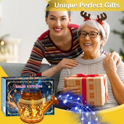 Big Solar Lanterns Outdoor Waterproof, Gift for Mom Grandma Women Wife Daughter Mother's Day, Blue Hummingbird Watering Can Light With Shepherd Hook, Solar Path Light Yard Outdoor Patio Garden Decor - Image 3