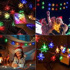 Brightown Solar Christmas Snowflake String Lights - 2 Pcs 100 LED 39 FT Outdoor Waterproof Fairy Lights with 8 Lighting Modes for Wedding, Party, Tree, Garden, Patio, Yard, Home, Multicolor - Image 2