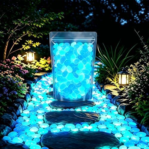 2026 Colorful Glow-in-the-Dark Garden Stones, Luminous Pebbles for Walkways & Aquariums, Rainbow Glow Rocks Outdoor Decor, Nighttime Stepping Stone Fillers, Patio Landscape Lighting (E,600) by Unknown
