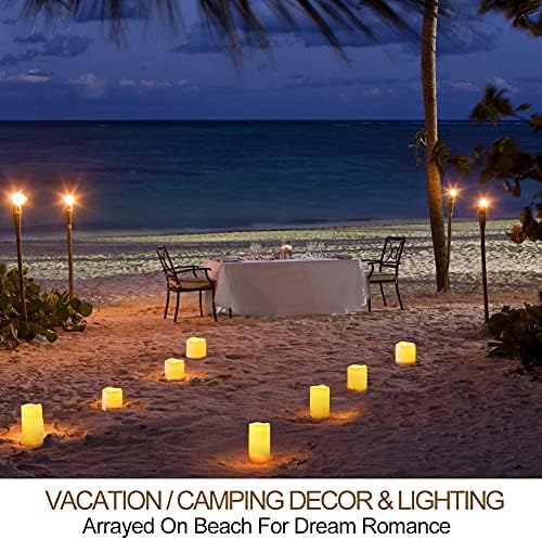 Set of 4 LED Pillar Candles Outdoor IP65 Waterproof 3x4 3x5 3x6 3x7 Cream Color - Pillar Candles Battery Powered with Timer and Remote - Battery Operated Unscented Outdoor Flameless Candles - Image 4
