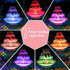 3.5W Solar Fountain Pump for Bird Bath, 3-Tier Red Solar Water Pump with 8 LED Lights, 32.8FT Power Cord and Adapter Included, Dual-Powered for 24/7 Use for Garden, Pond, Pool, Fish Tank and Lawn - Image 6