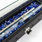 28-inch Table Top Propane Fire Pit, 40,000 BTU Tabletop Firepit Glass Wind Guard & Blue Glass Beads, Portable Outdoor Portable Fireplace for Patio and Camping – Black. - Image 5