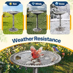 VIVOHOME Bird Bath for Outside, Polyresin Pedestal Birdbath, Gray - Image 3