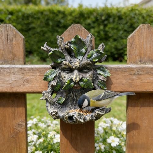 Whimsical Tree Face Garden Decoration ，Tree Faces Decor Outdoor Wallmounted Statue Art with Leaf Features, Outdoor Decor Garden Accessory (Home Decor) - Image 3