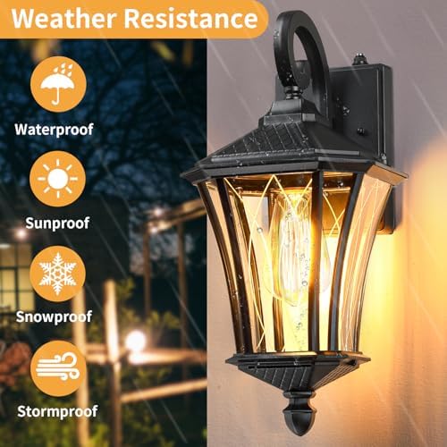 YSN 16" Dusk to Dawn Outdoor Light Fixture Wall Mount, Black, 2 Packs - Image 4