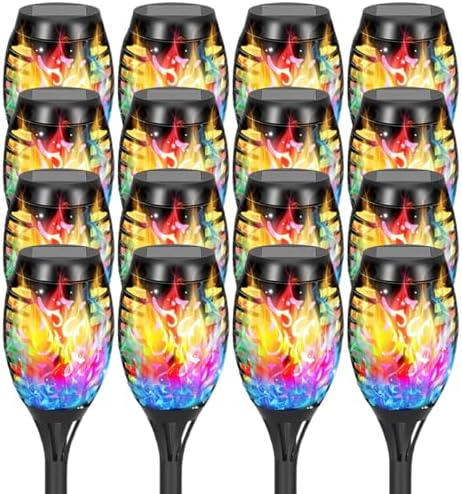 Solar Lights Outdoor, Solar Torch Lights with Flickering Flame,Waterproof Outdoor Garden Lights for Outside Patio Pathway Yard Decorations(6/8/1-/12/16/18/24, Multicolor) (16) by Unknown