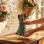 Napco Praying Angel Faith Plant Leaf 11 x 6 x 6.5 inches Blue and Bronze Resin Stone Collectible Figurine Statue Sculpture, Indoor Outdoor Garden Décor - Image 6