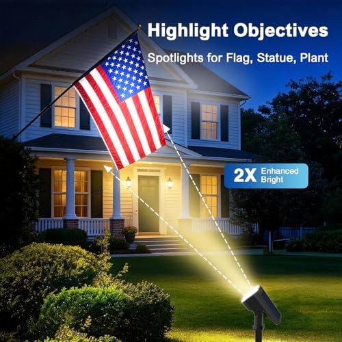 JEJOT Solar Spotlights Outdoor Waterproof with Focus Beam, 6 Pack - Image 2